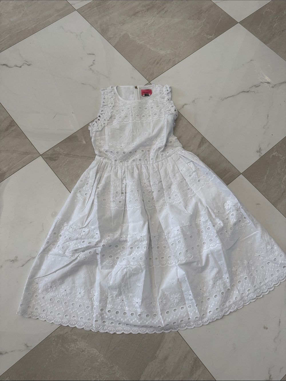 Girls' White Eyelet Dress - Classic Summer Style